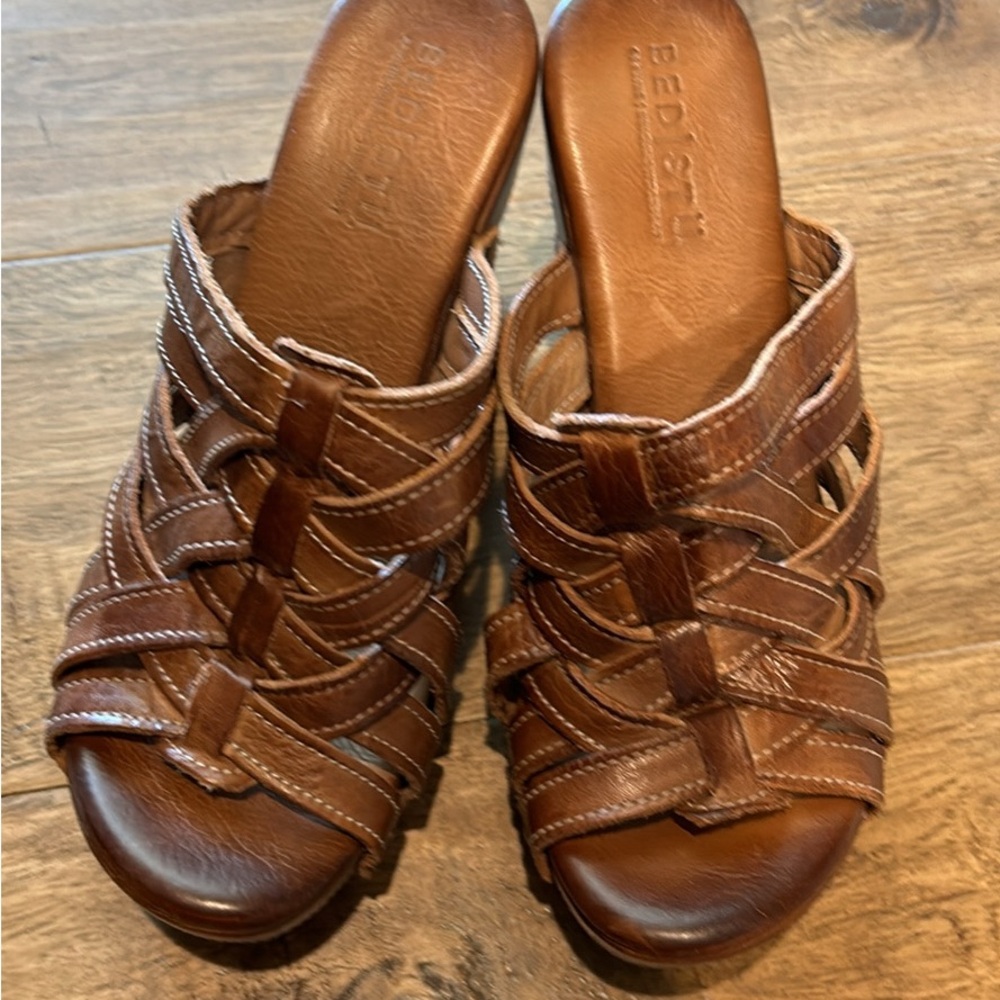 Bed Stu GINA II Wood Wedge Strappy Open Toe Leather Sandals - Picture 10 of 12